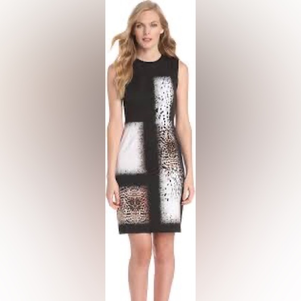 Kenneth Cole New York black , cream and animal print The Falda dress